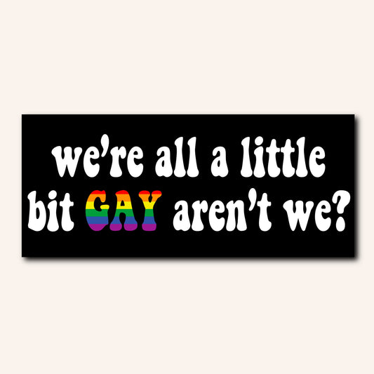 We're all a little bit gay aren't we? HS Bumper Sticker